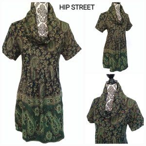 CULTURE SHOP Cowl Neck SS High Waist Paisley Dress XL